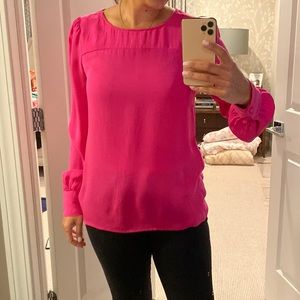 JCrew silk hot pink blouse, size 6
